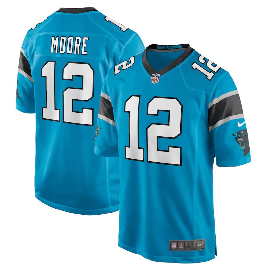 Men Carolina Panthers #12 DJ Moore Nike Blue Game NFL Jersey